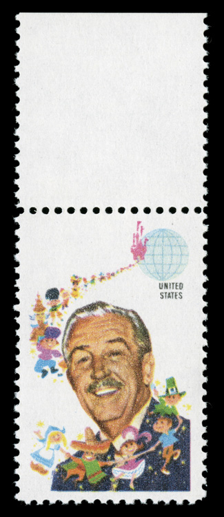 1355a, 6c Walt Disney, ocher omitted, top sheet-margin single, exceptionally fresh, o.g., n.h., extremely fine.