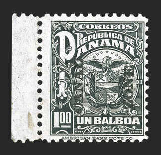 1924 5c-1B Arms of Panama unissued values, dropped E of Zone variety cplt., 1B is a left sheet-margin single, fresh colors, o.g. or tropicalized o.g., fine-very fine (CZSG
69.A1-69.G1).