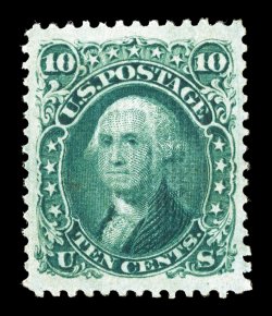 89, 10c Green, E grill, a stunning unused example which possesses margins of extraordinary proportions for any grilled stamp, let alone this rare value, wonderfully well
centered amid these immense margins, especially deep luxuriant color and