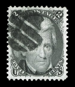 93, 2c Black, F grill, an incomparable used example, being in an overall quality that would be impossible to improve upon, as this gem features mathematically precise centering
amid incredibly large margins, the size of which is almost never e