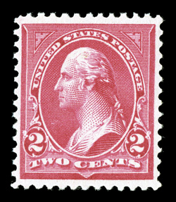 279Bc, 2c Rose carmine, Ty. III, brilliantly rich color in the unmistakable scarce shade, nicely centered and margined, o.g., very fine photocopy of a 2004 PSE certificate for
a block of four, this being the bottom right stamp.