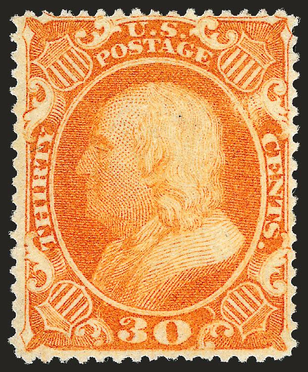 30c Orange (38).> Unused (no gum), vibrant color on crisp paper, well-balanced margins, Very Fine and choice, with 1996 P.F. certificate