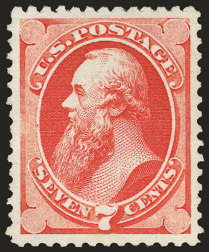 7c Reddish Vermilion, Special Printing (171).> Without gum as issued, <full perforations all around without the usual scissors-separation,> radiant color as fresh as the day it was printed on crisp paper,
perfect centering with wide and balanced marg