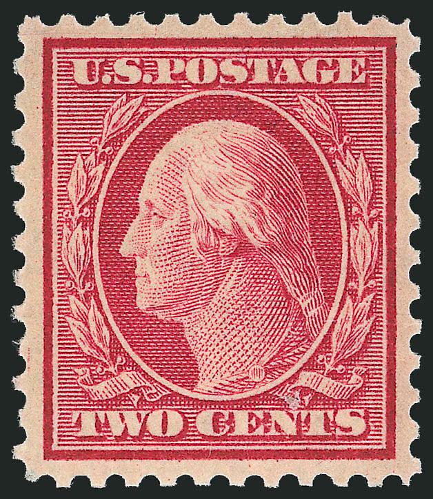 2c Carmine (519).> Mint N.H., choice centering with well-proportioned margins, rich color and proof-like impression<><>^EXTREMELY FINE. A BEAUTIFUL MINT NEVER-HINGED EXAMPLE OF SCOTT 519.^<><>This stamp was
created in 1917 when a small excess sup
