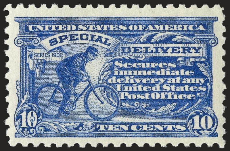10c Blue, Special Delivery (E9a).> Mint N.H., deep rich color in the distinctive Blue sub-shade, bright paper, wide margins, Very Fine and choice, with 2004 P.F. certificate
