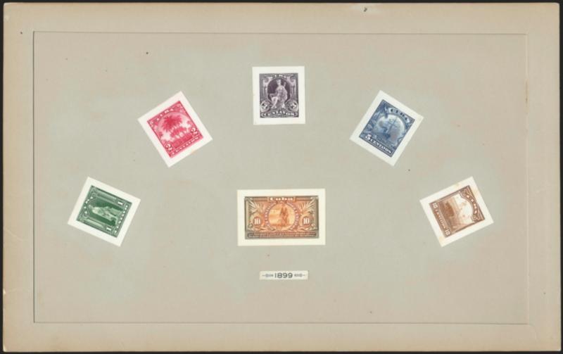 1899, 1c-10c Pictorial Issue, Small Die Proofs on Wove (227P2-231P2, E3P2).> Complete page from Roosevelt presentation album, No. E2P2 slightly oxidized, otherwise Very Fine, scarce, only 85 were
produced