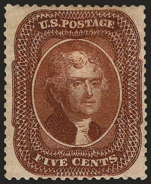 5c Orange Brown, Ty. II (30).> Large part original gum, h.r., pretty shade, well-balanced margins, Very Fine and choice, with 2008 P.S.E. certificate