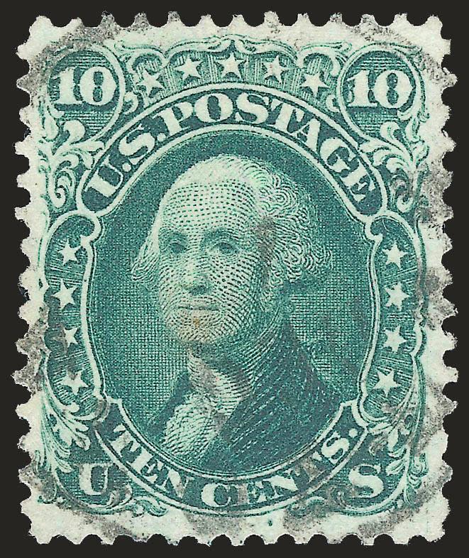 10c Yellow Green (68).> Rich color, unusually choice centering with well-balanced margins, unobtrusive strike of circular datestamp, Extremely Fine, with 2007 P.F. certificate