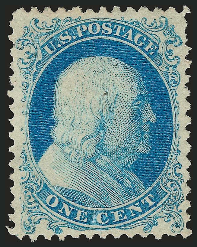 1c Bright Blue, Reprint (40).> Without gum as issued, well-centered, tiny natural inclusion speck, otherwise Very Fine and choice