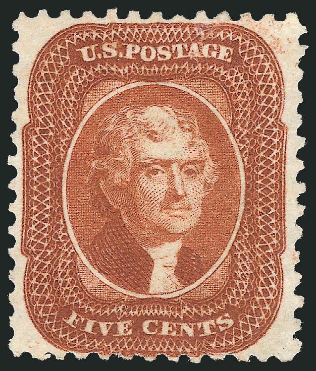 5c Orange Brown, Reprint (42).> Without gum as issued, brilliant color, small sealed tear at top, Very Fine appearance, ex Hoffman, with 2003 P.S.E. certificate